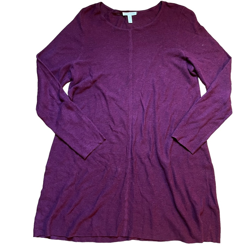 Eileen Fisher eggplant purple dress tencel linen blend size medium